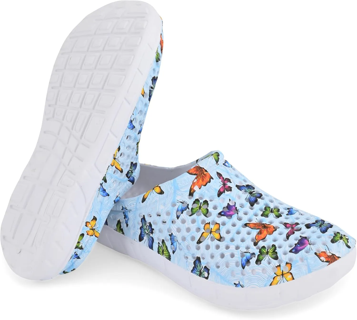 Comfort Trends Slip-On Casual Medical EVA Clogs, Colorful Butterfly Womens' Comfort Ventilated Breathable Everyday Shoes Garden EVA Clogs