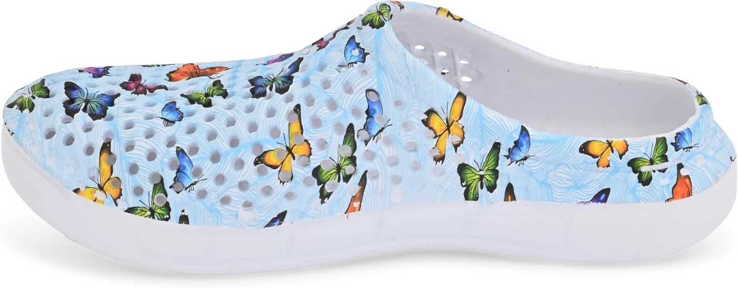 Comfort Trends Slip-On Casual Medical EVA Clogs, Colorful Butterfly Womens' Comfort Ventilated Breathable Everyday Shoes Garden EVA Clogs