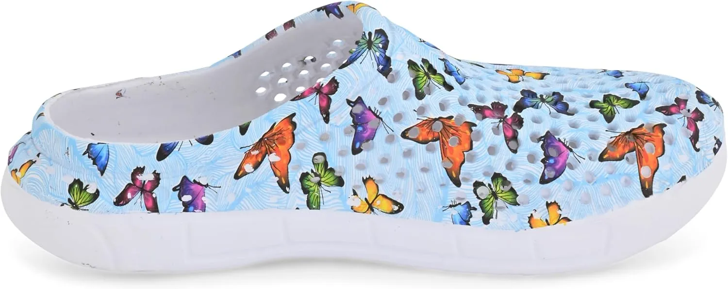 Comfort Trends Slip-On Casual Medical EVA Clogs, Colorful Butterfly Womens' Comfort Ventilated Breathable Everyday Shoes Garden EVA Clogs