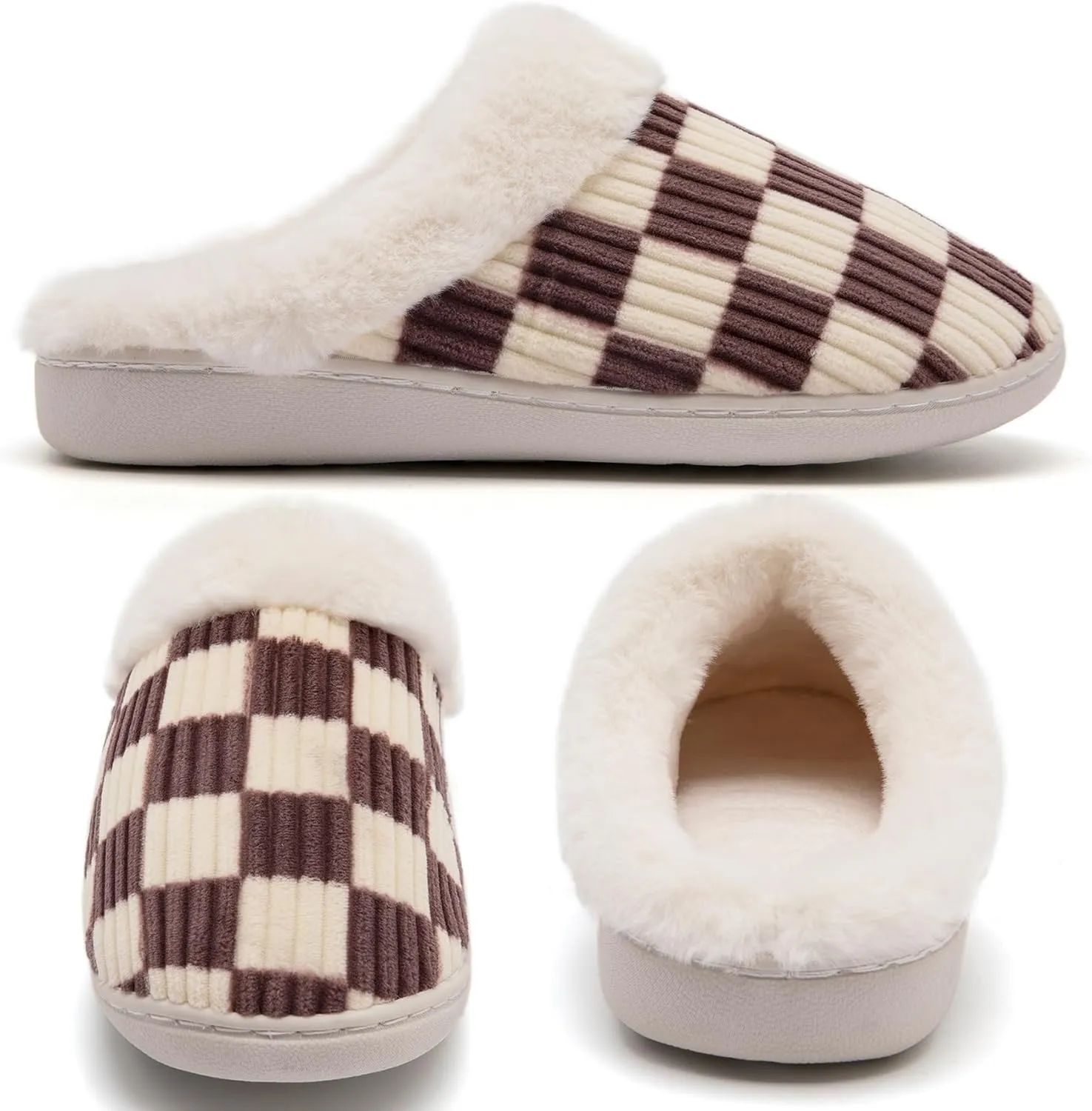 Guyarns House Slippers for Women & Men - Fuzzy, Casual Indoor/Outdoor Shoes with Memory Foam & Faux Fur Lining