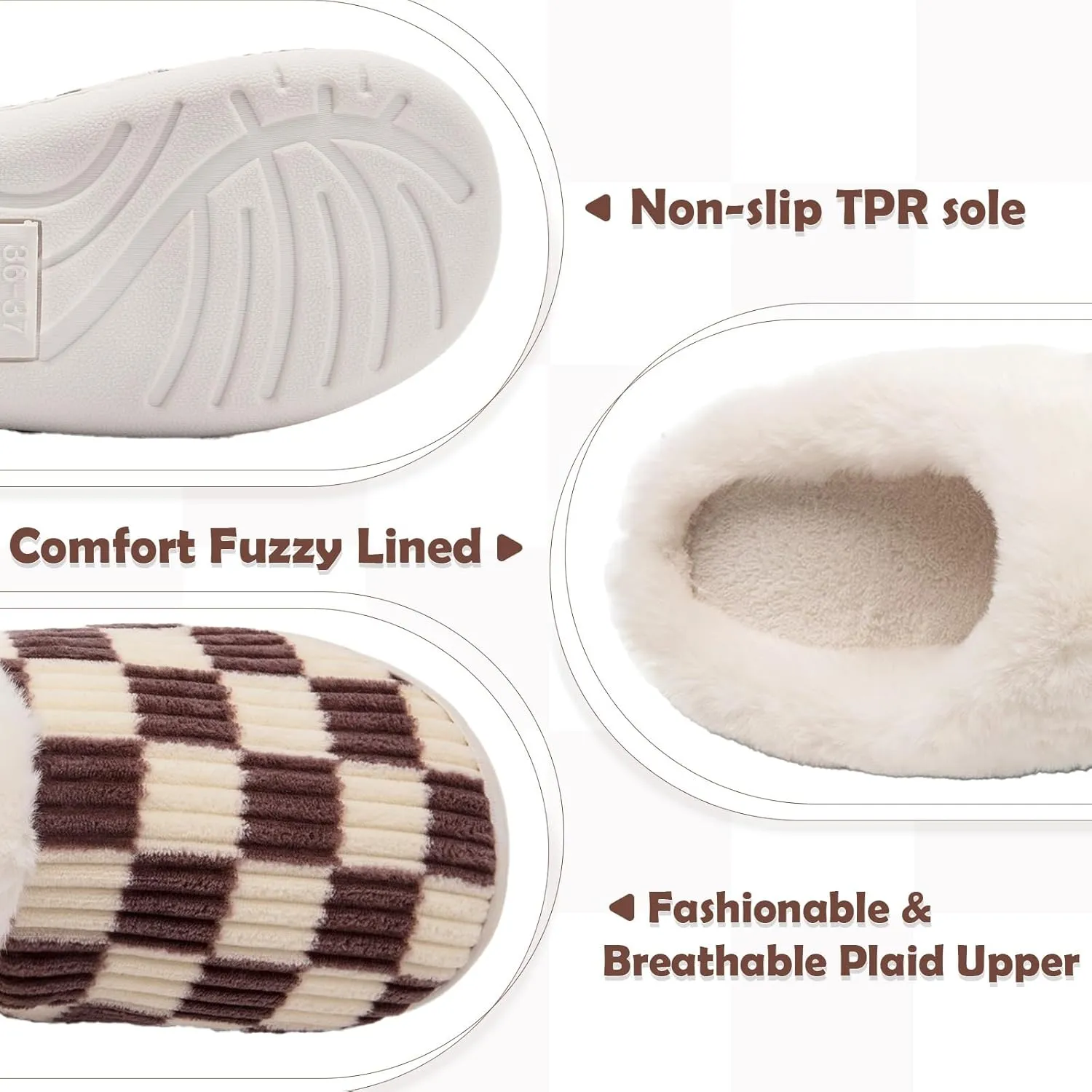 Guyarns House Slippers for Women & Men - Fuzzy, Casual Indoor/Outdoor Shoes with Memory Foam & Faux Fur Lining