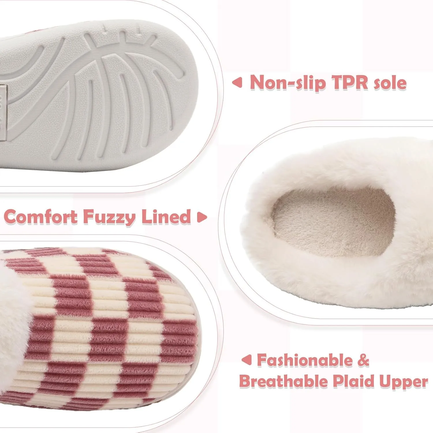 Guyarns House Slippers for Women & Men - Fuzzy, Casual Indoor/Outdoor Shoes with Memory Foam & Faux Fur Lining