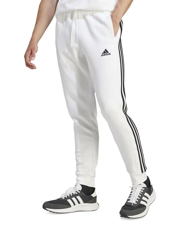 Men's Regular Fit Fleece Joggers with 3 Stripes standard and large sizes; High adidas, white