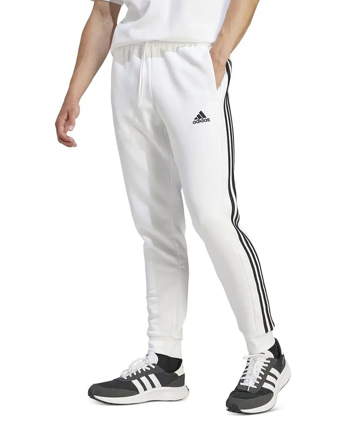 Men's Regular Fit Fleece Joggers with 3 Stripes standard and large sizes; High adidas, white