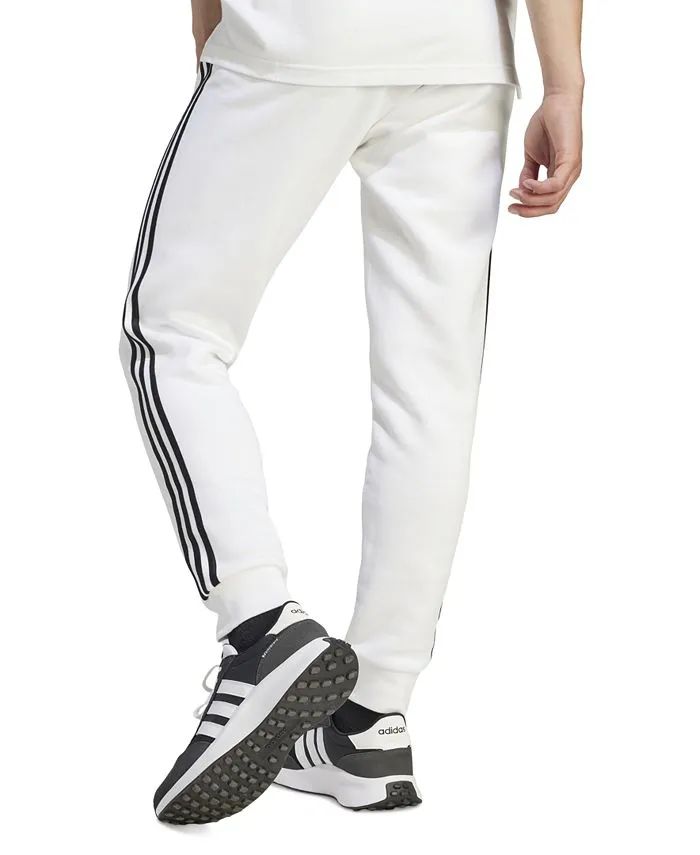 Men's Regular Fit Fleece Joggers with 3 Stripes standard and large sizes; High adidas, white