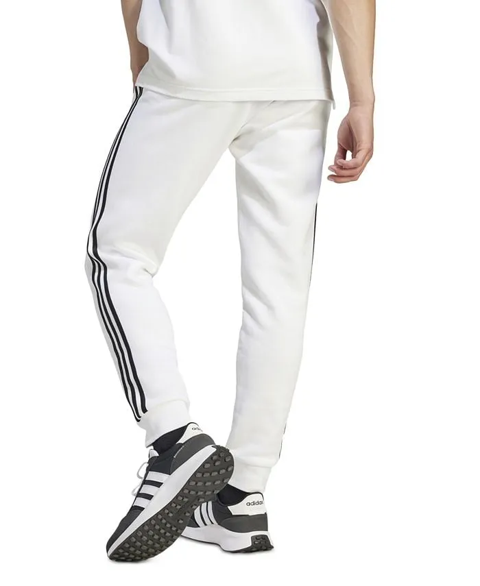 Men's Regular Fit Fleece Joggers with 3 Stripes standard and large sizes; High adidas, white