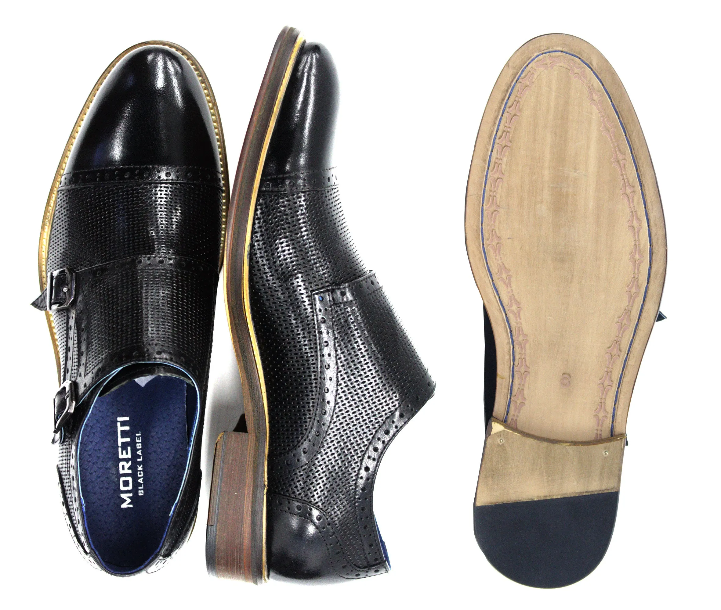 MORETTI,CAP TOE-SLIP ON-SHOES-M31197-BLACK