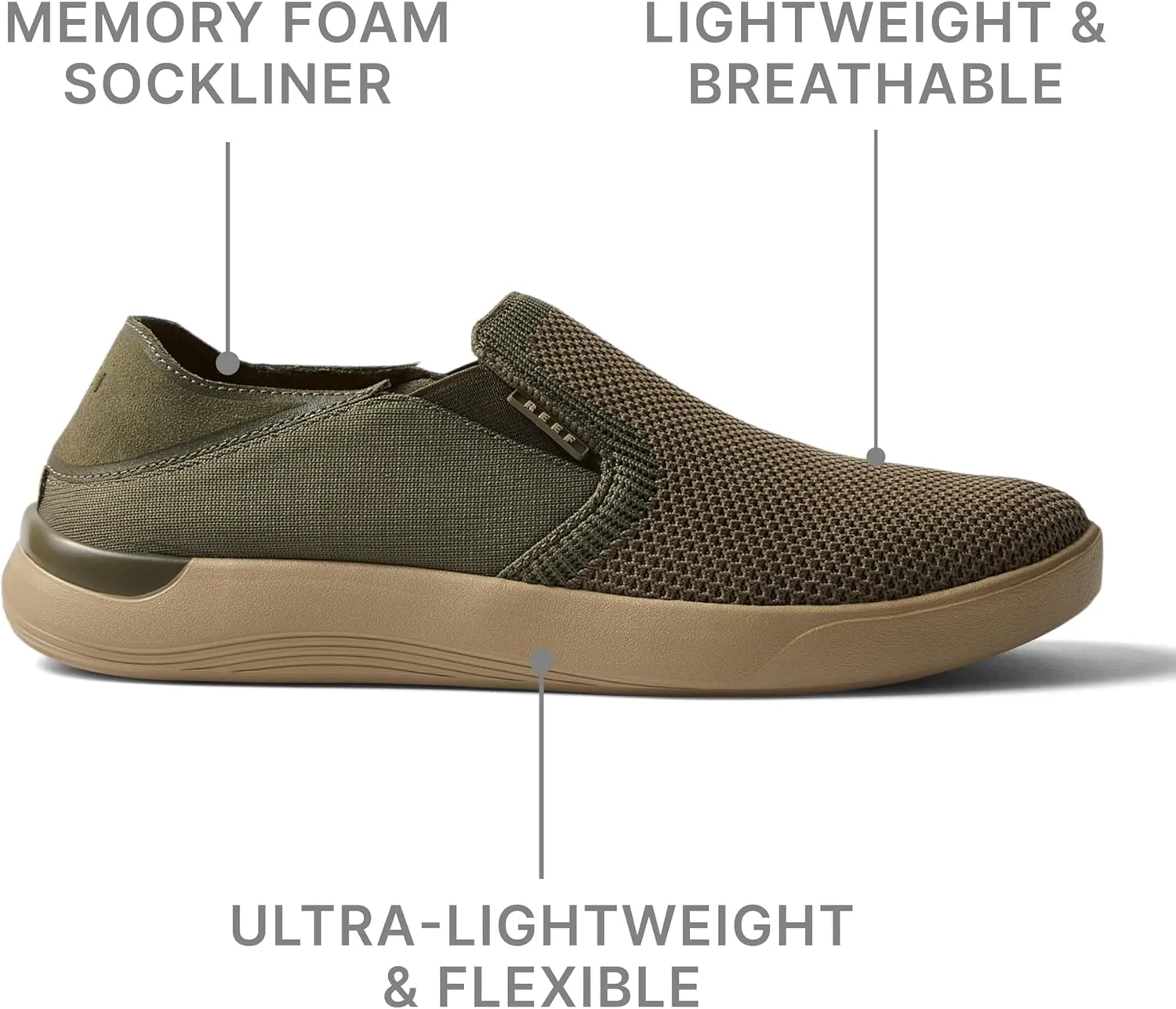 REEF Men's Neptune Slip On Shoe, Lightweight & Breathable, Soft Cushion Footbed Sneaker