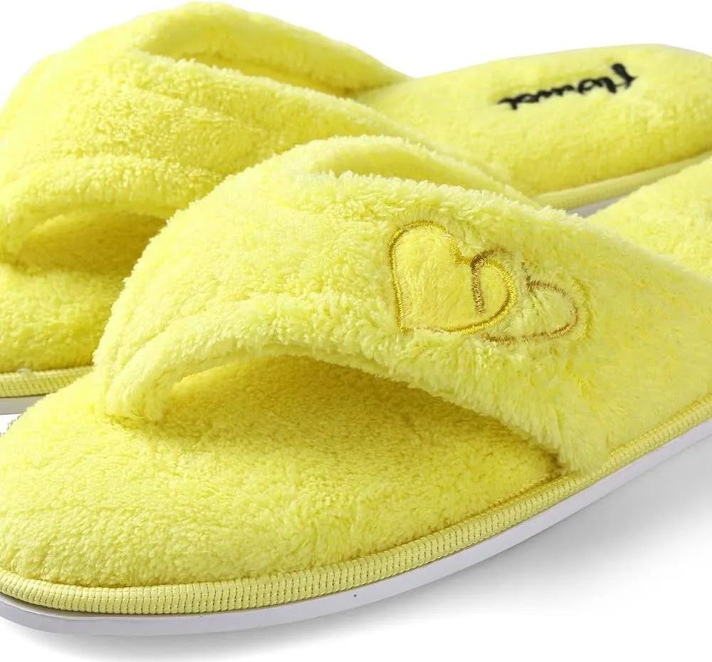 ROXIE Women's Fluffy Plush Slides Thong Sandal Flip Flops Cozy Open Toe Spa House Slippers for Women