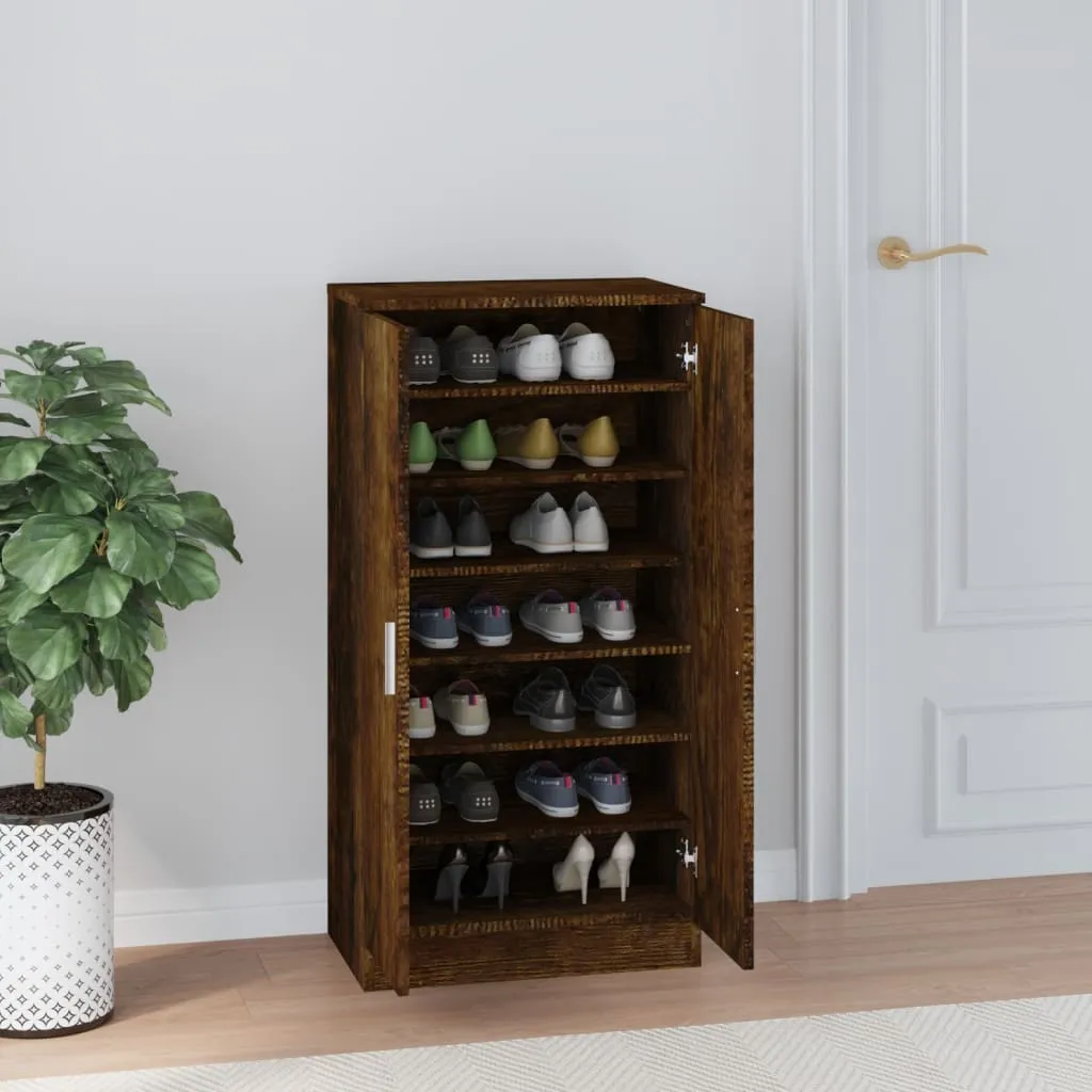 Shoe Cabinet Smoked Oak 55x35x108 cm Engineered Wood