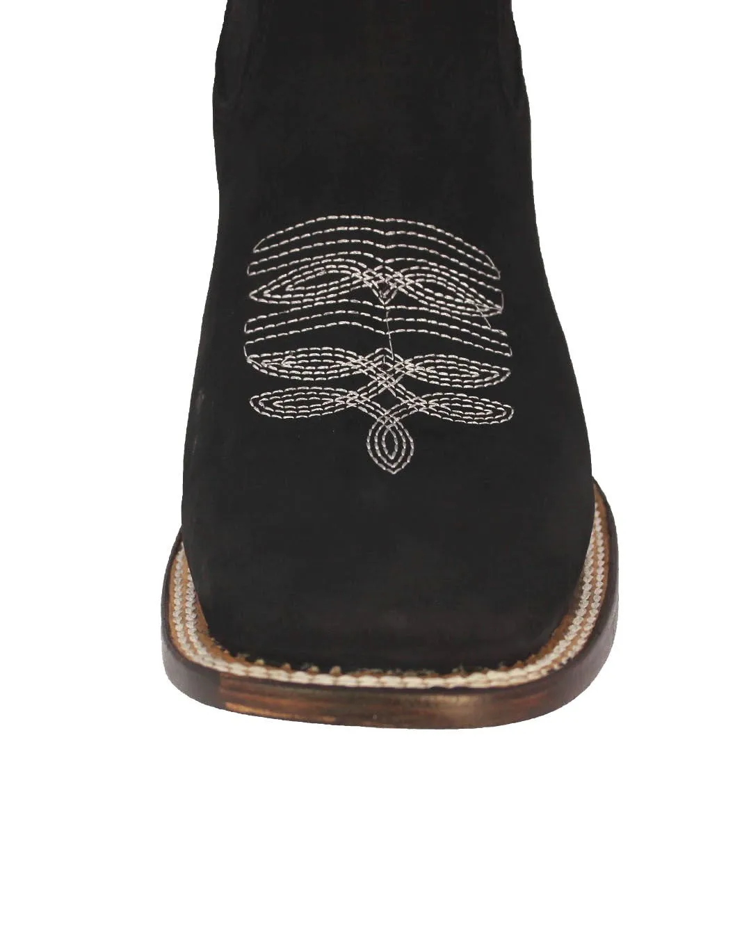 Womens Black Chelsea Cowboy Boots Solid Leather - Square Toe