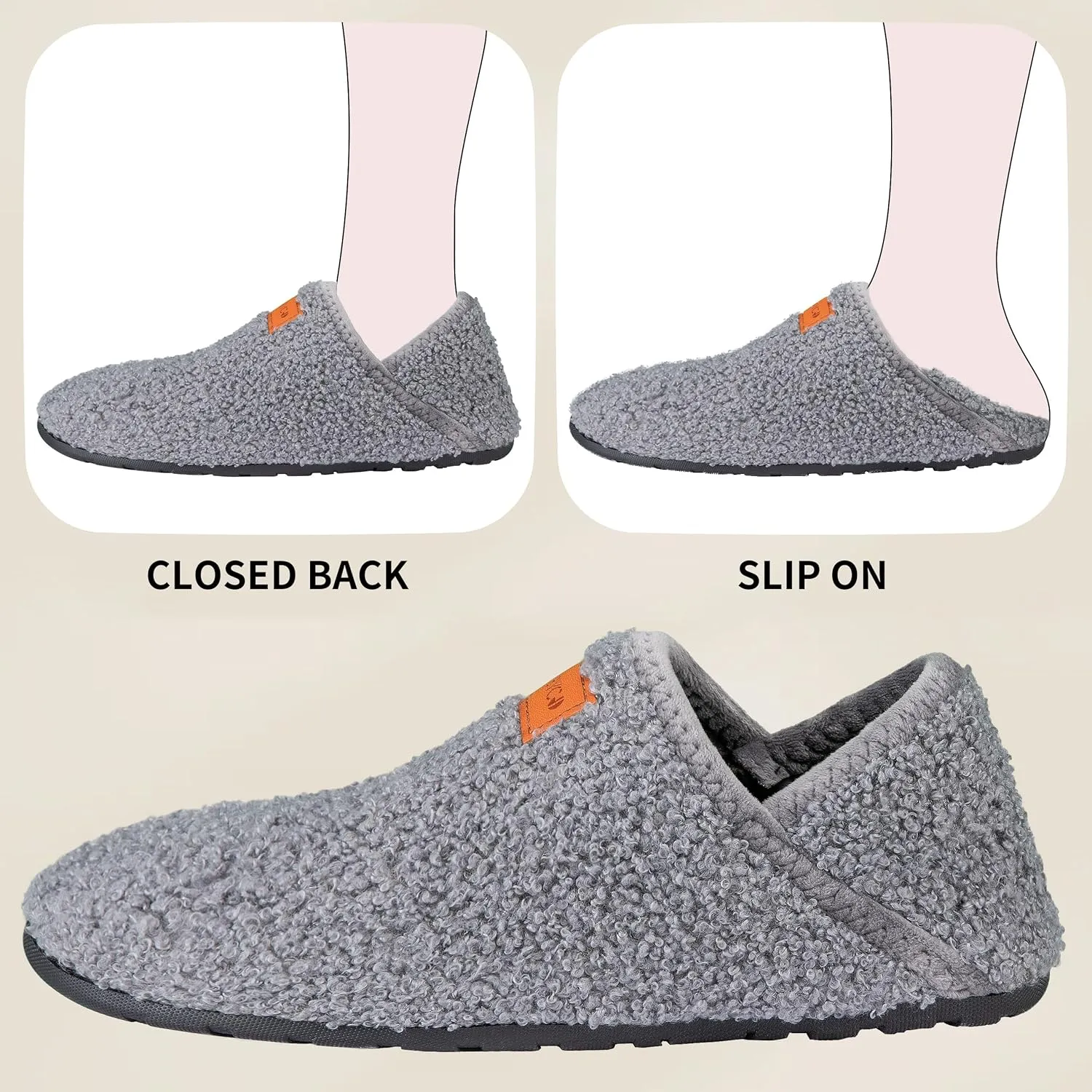 Women's Men's Fuzzy Fur Slippers Casual House Shoes Non Slip Barefoot Slipper Socks Warm Closed Back Indoor Outdoor Shoes