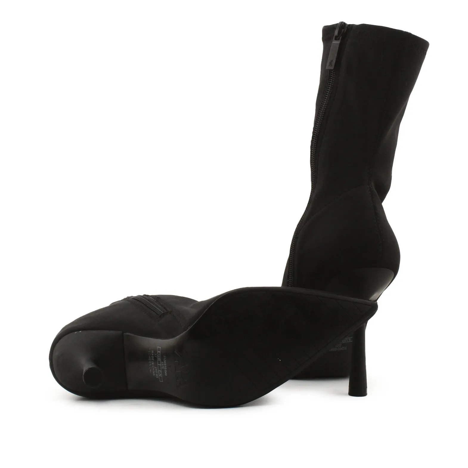 Zara Zipper Stilettos Heels Ankle Boots | Textile